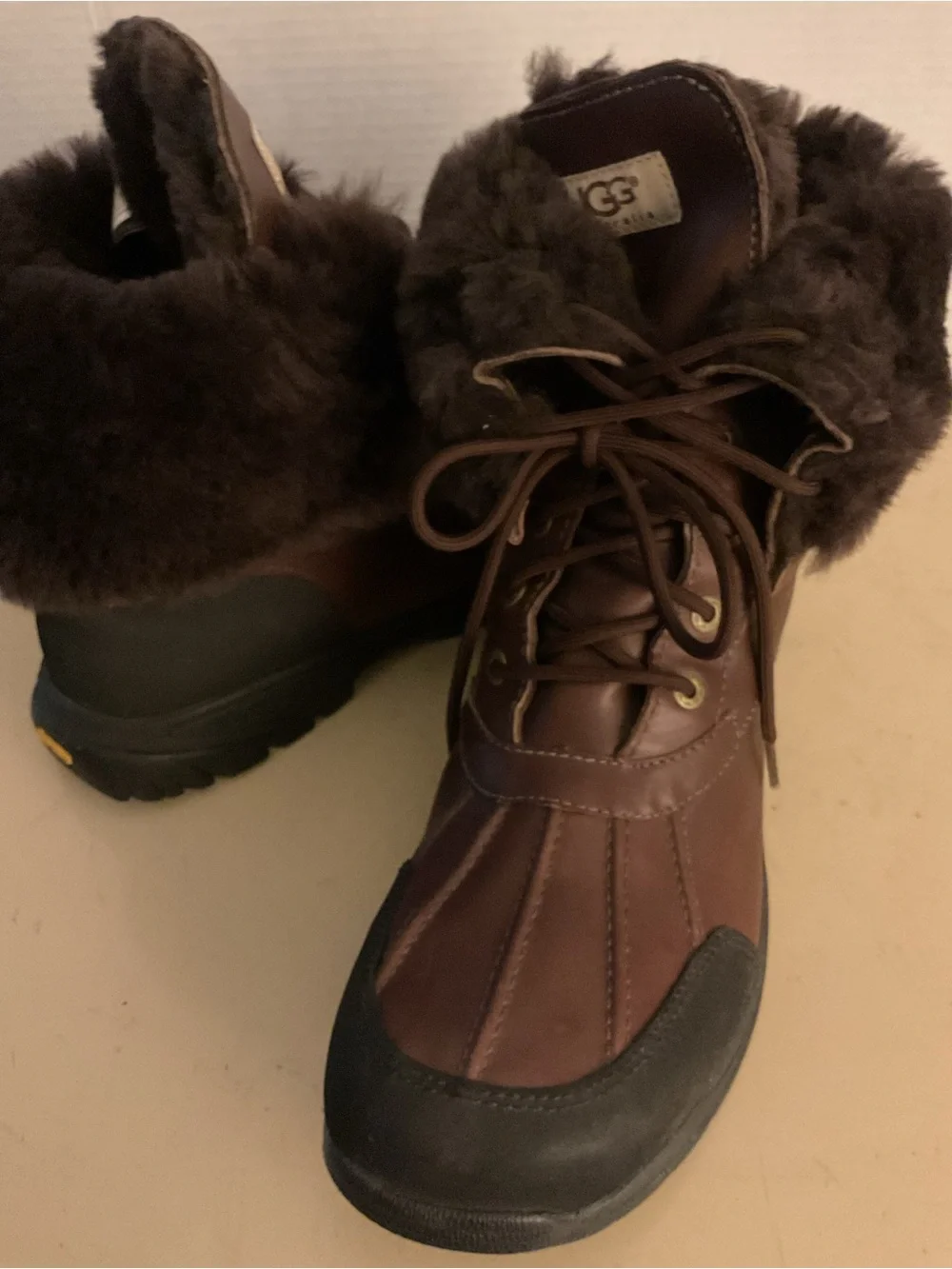 UGG men’s brown leather suede Adirondack waterproof boots US 12